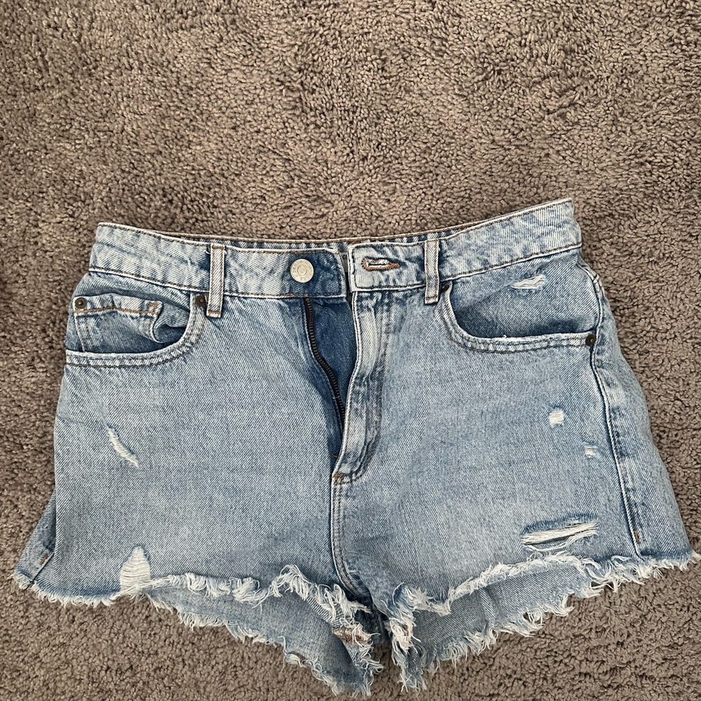 Garage Light Blue Distressed Jean Shorts